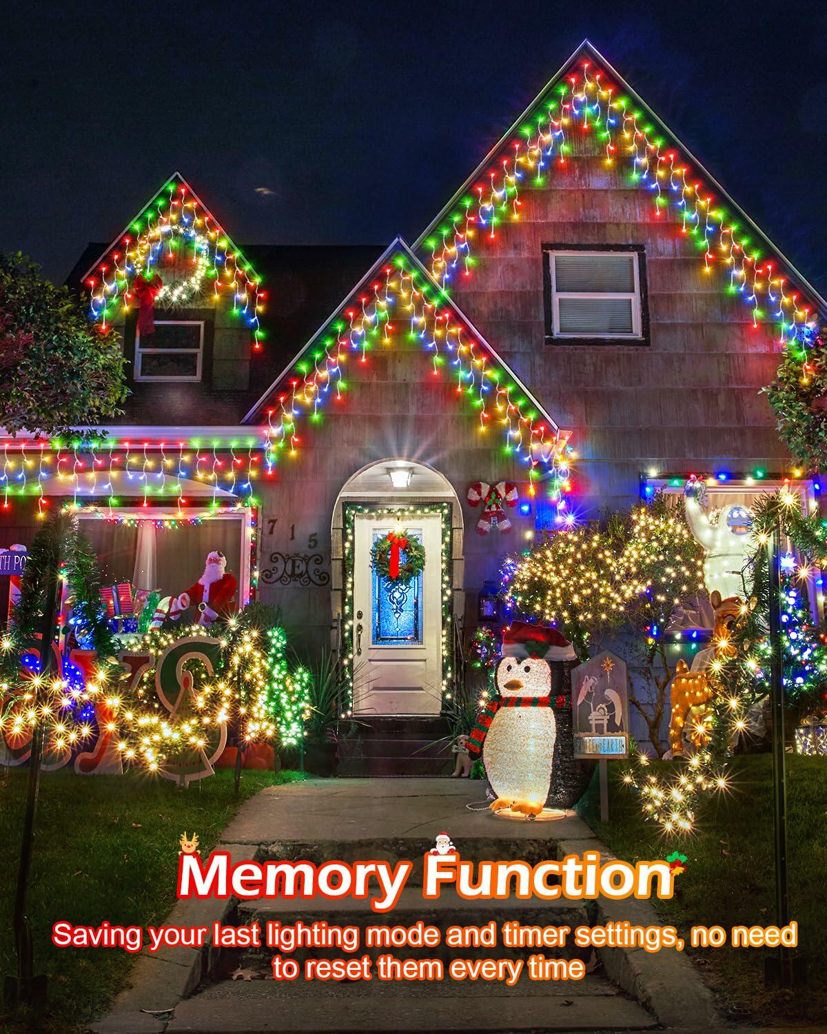 [Like_new] Upgraded Icicle Christmas Lights 157FT 1440 LED 8 Modes Timer Waterproof