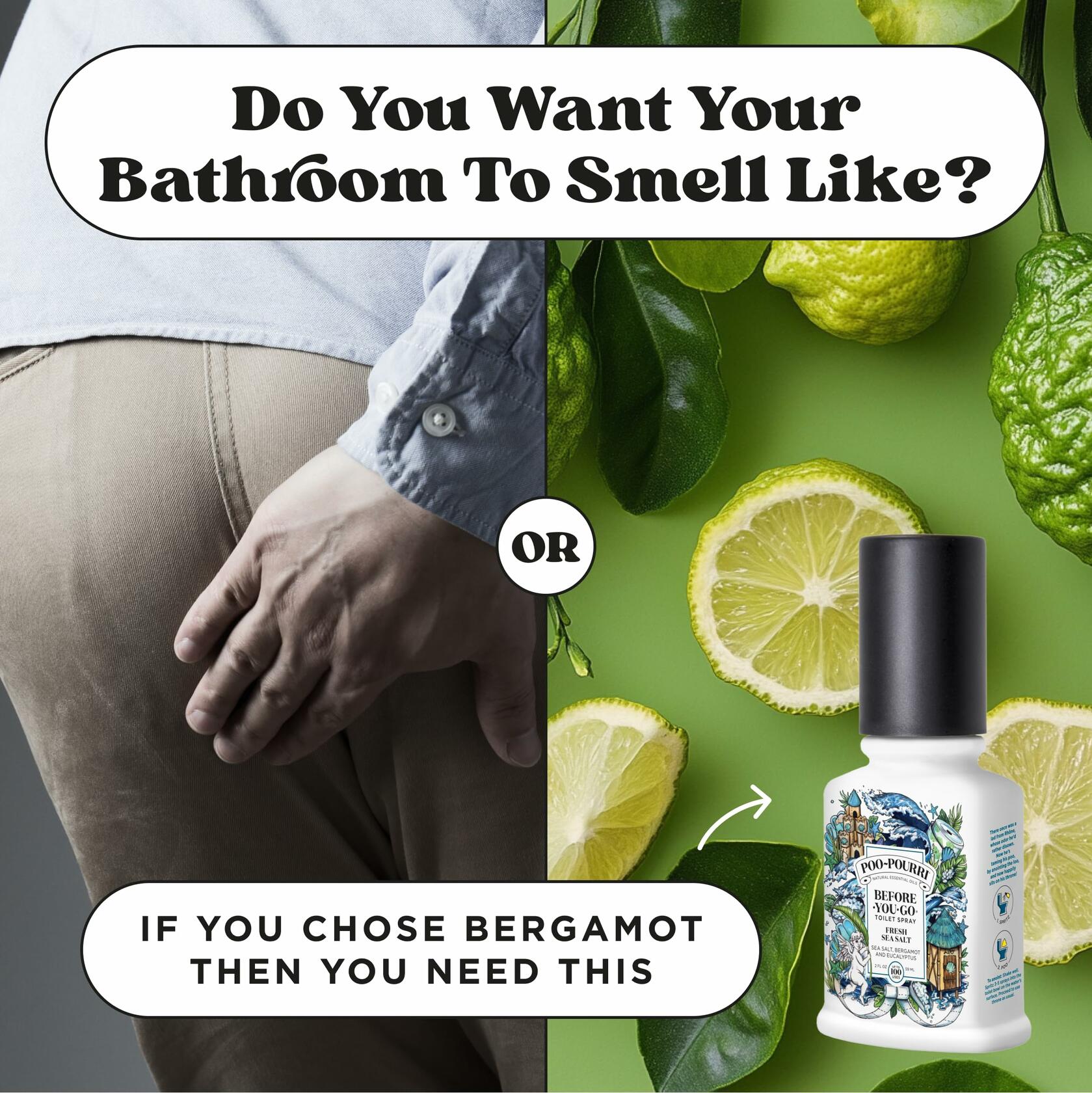 Poo-Pourri Toilet Spray Fresh Sea Salt Bergamot 2oz TSA Approved Size