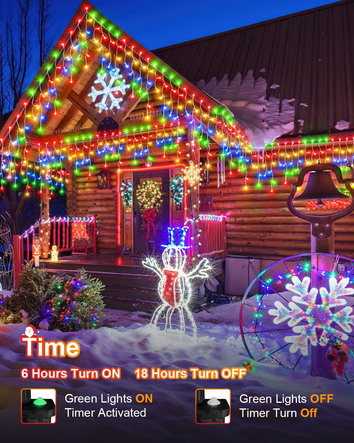 [Like_new] Upgraded Icicle Christmas Lights 157FT 1440 LED 8 Modes Timer Waterproof