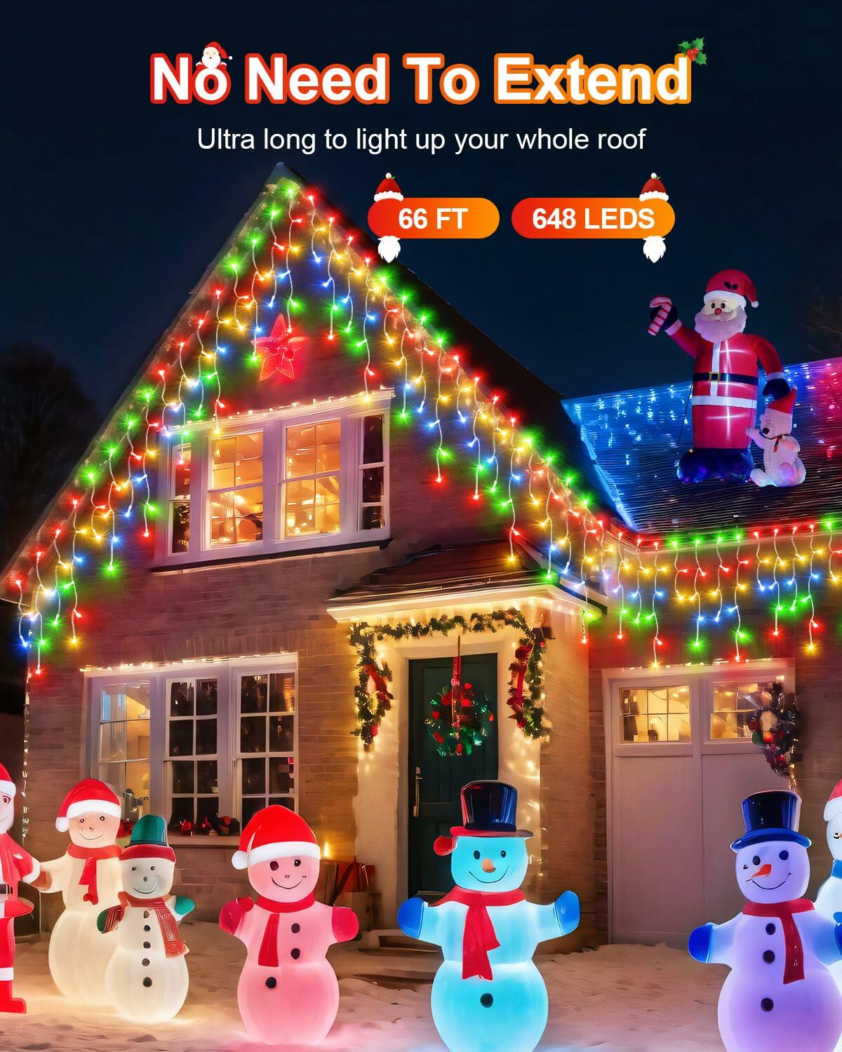 [Like_new] Upgraded Icicle Christmas Lights 157FT 1440 LED 8 Modes Timer Waterproof