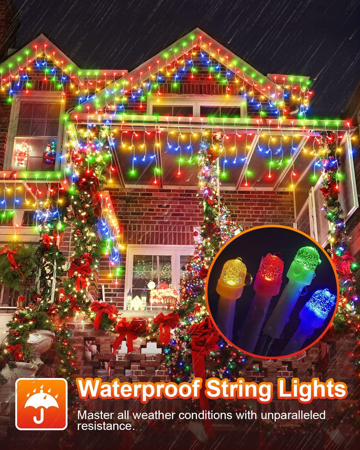 [Like_new] Upgraded Icicle Christmas Lights 157FT 1440 LED 8 Modes Timer Waterproof