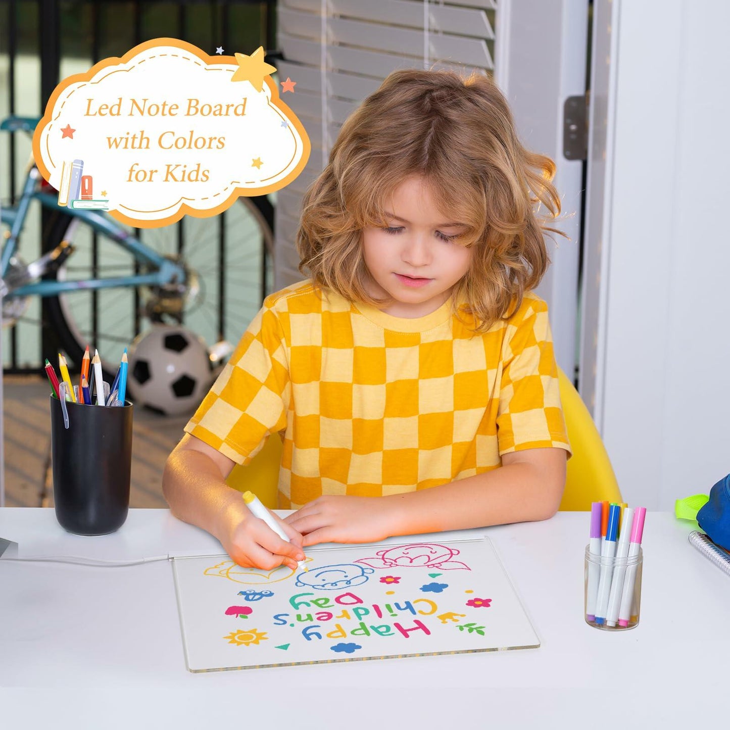 [Like_new] Acrylic Dry Erase Board 11.8x7.9" Clear LED Light Up with Stand 7 Markers