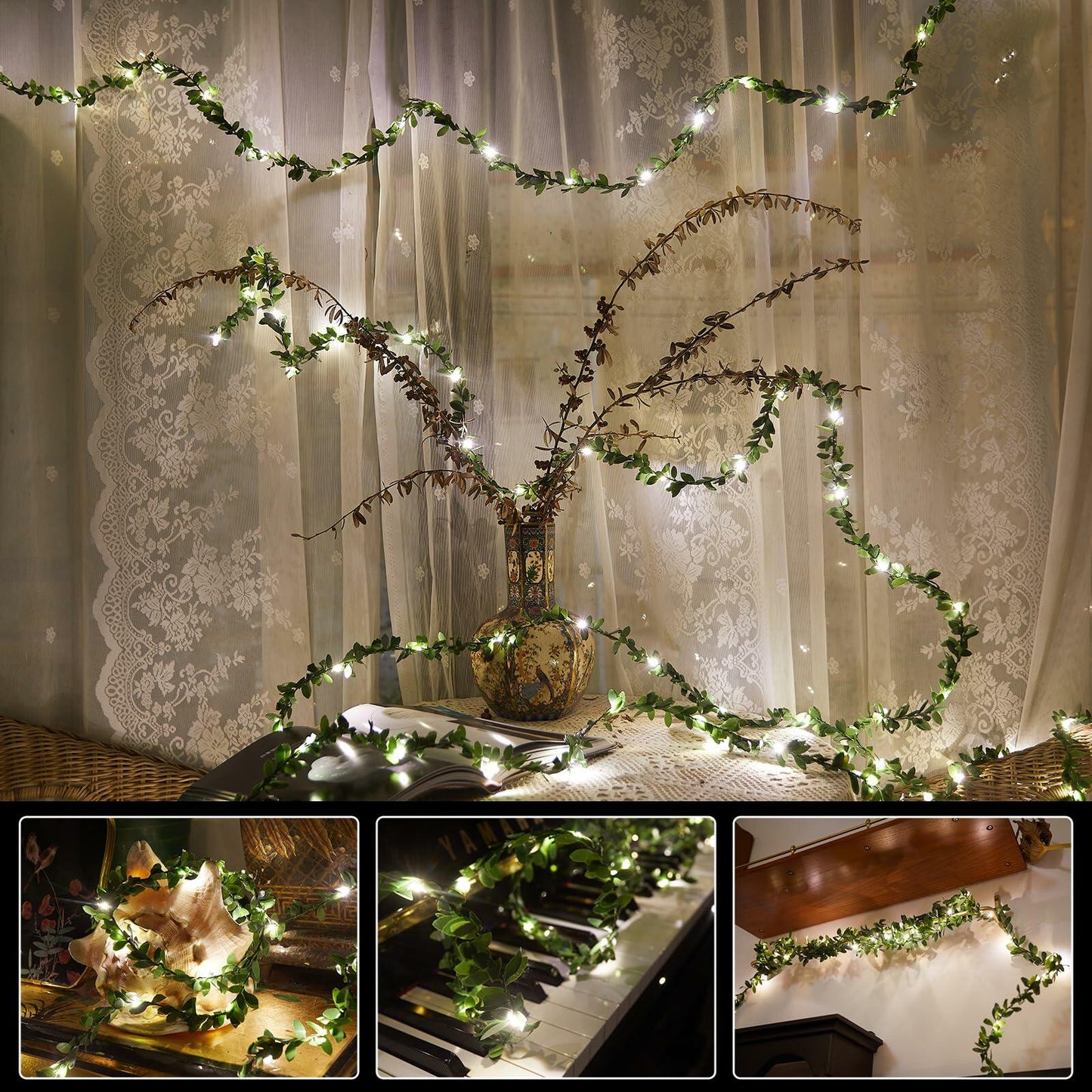 Ariceleo USB Fairy String Lights 50 LED 16.4ft 2 Pack Warm White Remote Timer