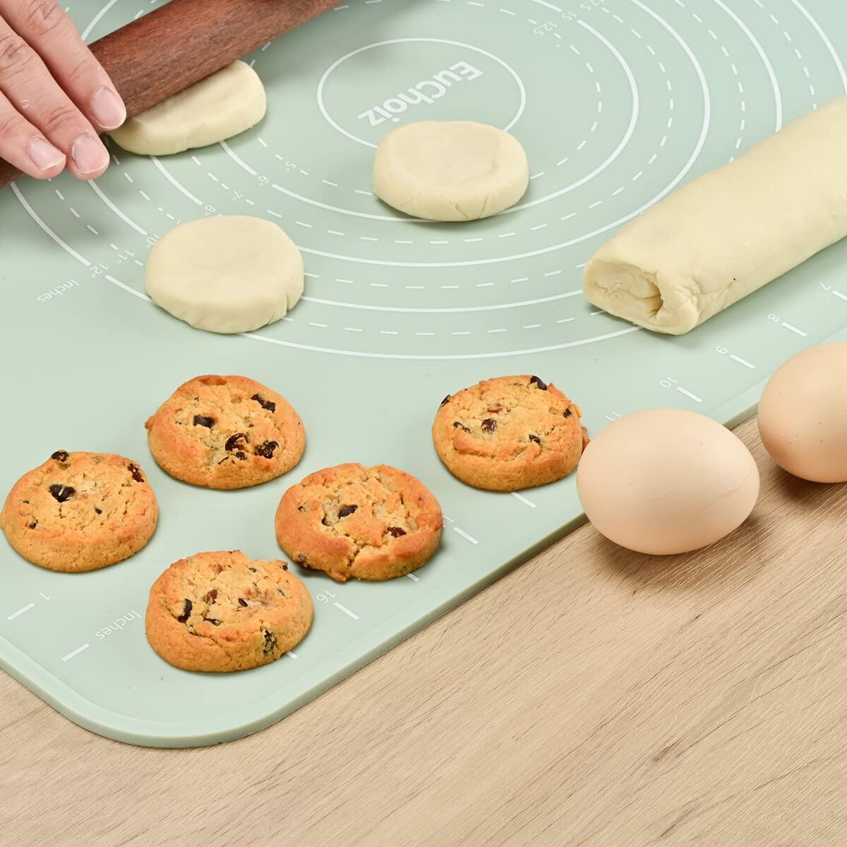[Like_new] EuChoiz Silicone Pastry Mat 24x16 Extra Thick Non Stick Baking Mat Green