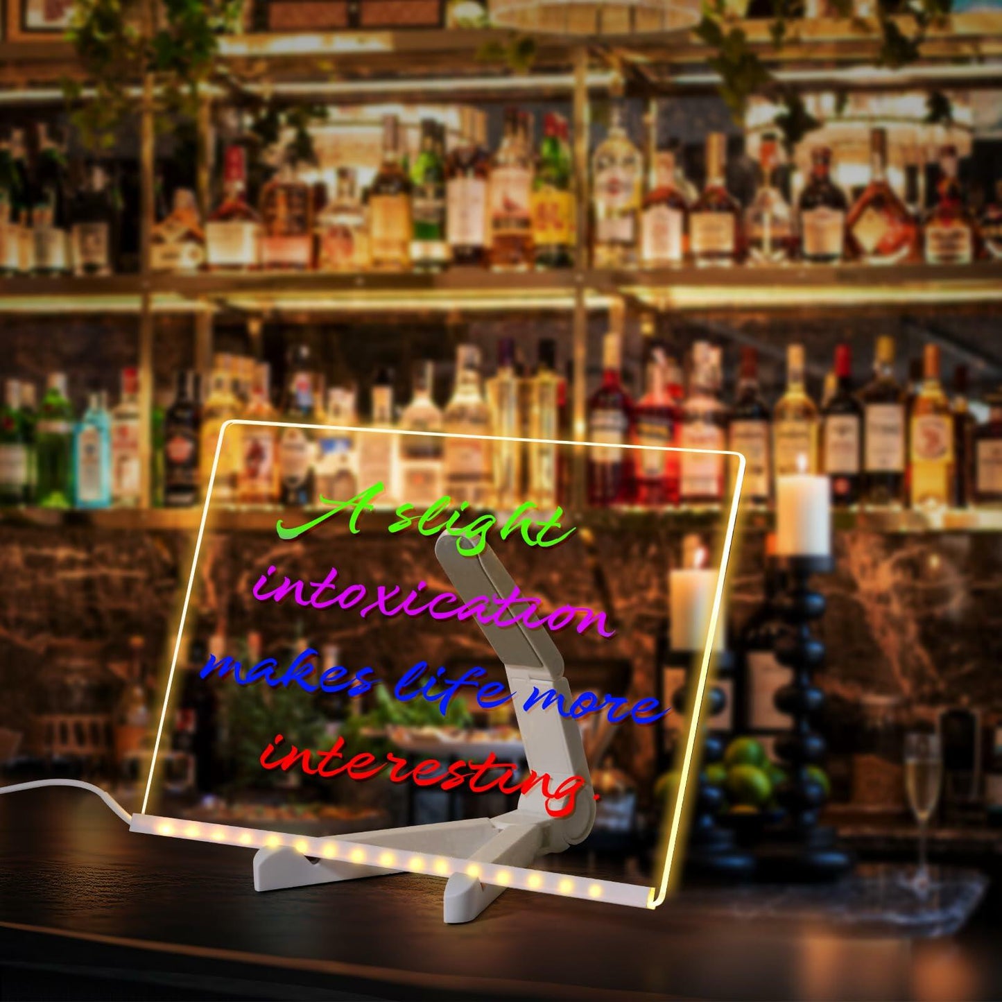 [Like_new] Acrylic Dry Erase Board 11.8x7.9" Clear LED Light Up with Stand 7 Markers