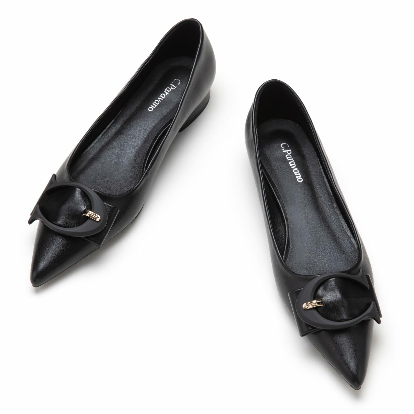 [Like New] C.Paravano Women's Pointed Toe Flats Black Size 7.5