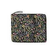 [Like New] Day Designer Pencil Pouch Faux Leather Zipper Bag Flower Field Black