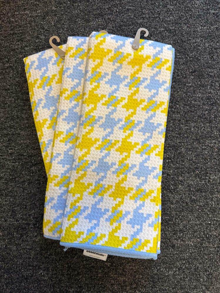 Target Set of 3 Waffle Houndstooth Hand Towels Blue Yellow 16x26