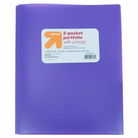 2 Pocket Plastic Folder with Prongs Purple Set of 6 Heavy Duty Letter Size