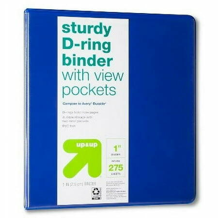 Up & up Durable Ring Binder Clear View Blue 1 Inch
