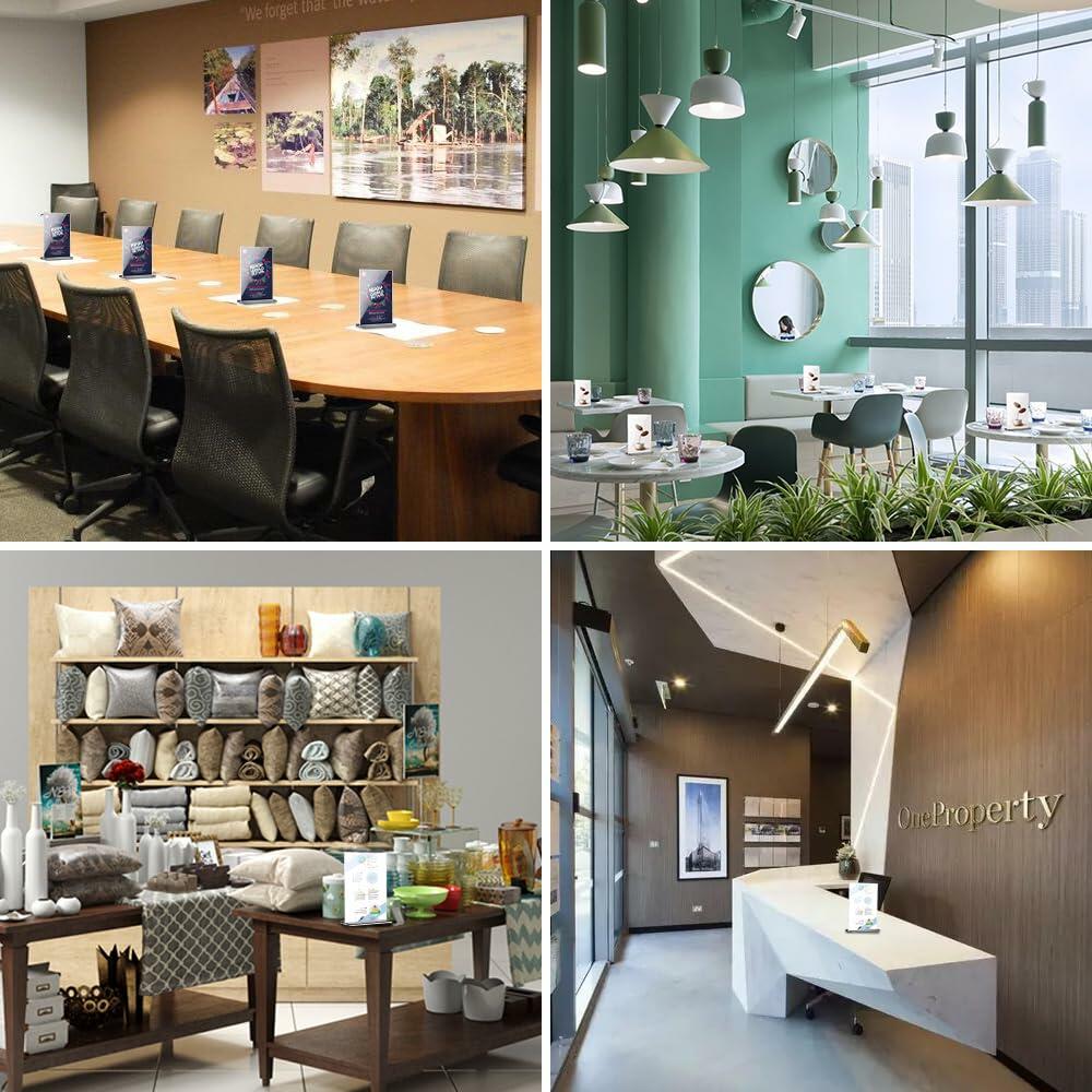 Tomorotec 3-Pack Acrylic Sign Holder 7x5in Horizontal Black Base