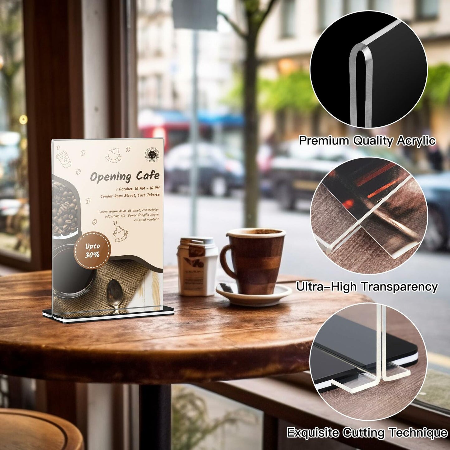 Tomorotec 3-Pack Acrylic Sign Holder 7x5in Horizontal Black Base