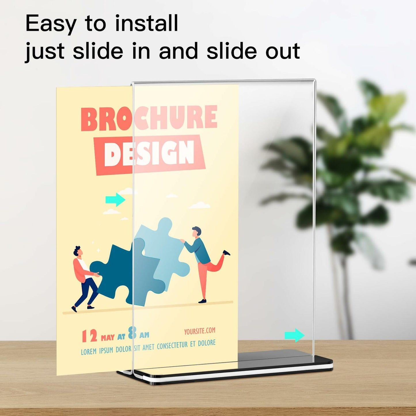 Tomorotec 3-Pack Acrylic Sign Holder 7x5in Horizontal Black Base