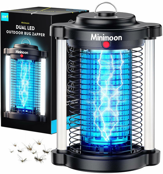 [Like New] Minimoon Bug Zapper Outdoor 4200V Dual LED 15W Electric Insect Trap IPX4