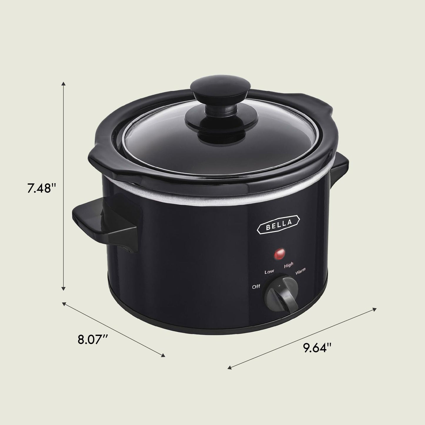 [Like New] bella Electric Slow Cooker 1.5 Qt Portable Mini Rice Cooker Black