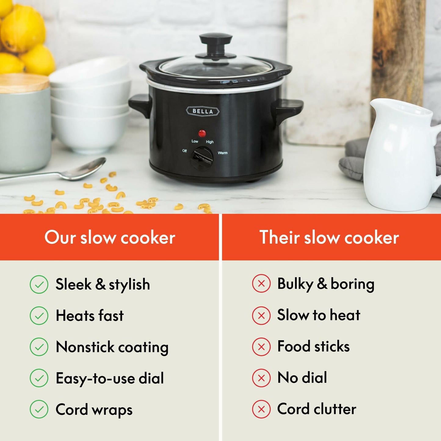 [Like New] bella Electric Slow Cooker 1.5 Qt Portable Mini Rice Cooker Black