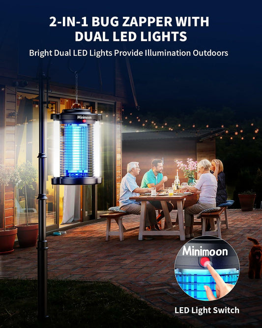 [Like New] Minimoon Bug Zapper Outdoor 4200V Dual LED 15W Electric Insect Trap IPX4