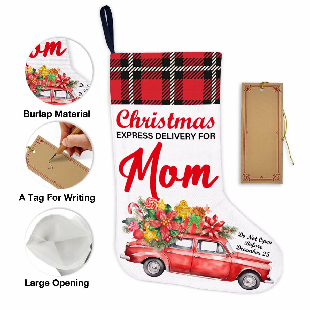 TSUYAWU Mom Christmas Stocking Hanging Decoration 18x12 Inch Xmas Holiday