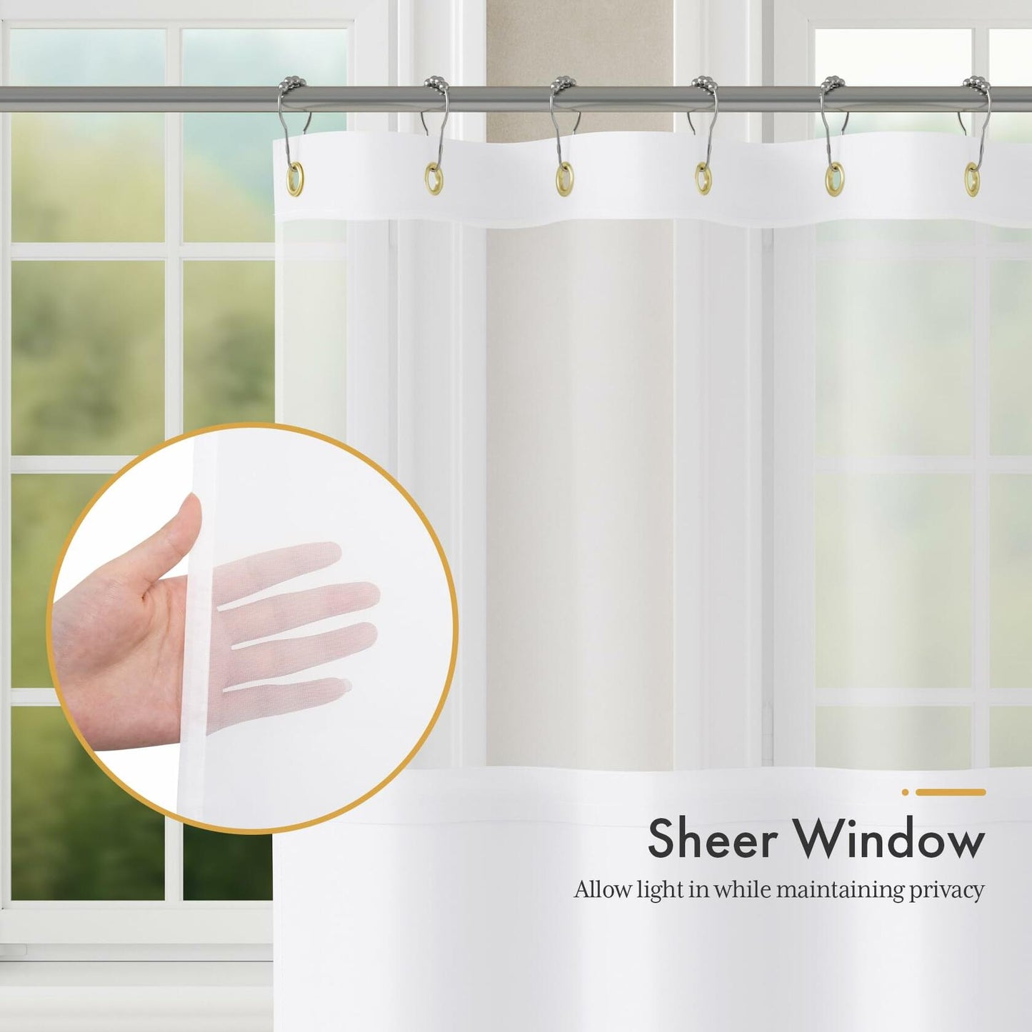 AmazerBath 2 Pack Fabric Shower Curtain with Liner Striped Black White 72x72