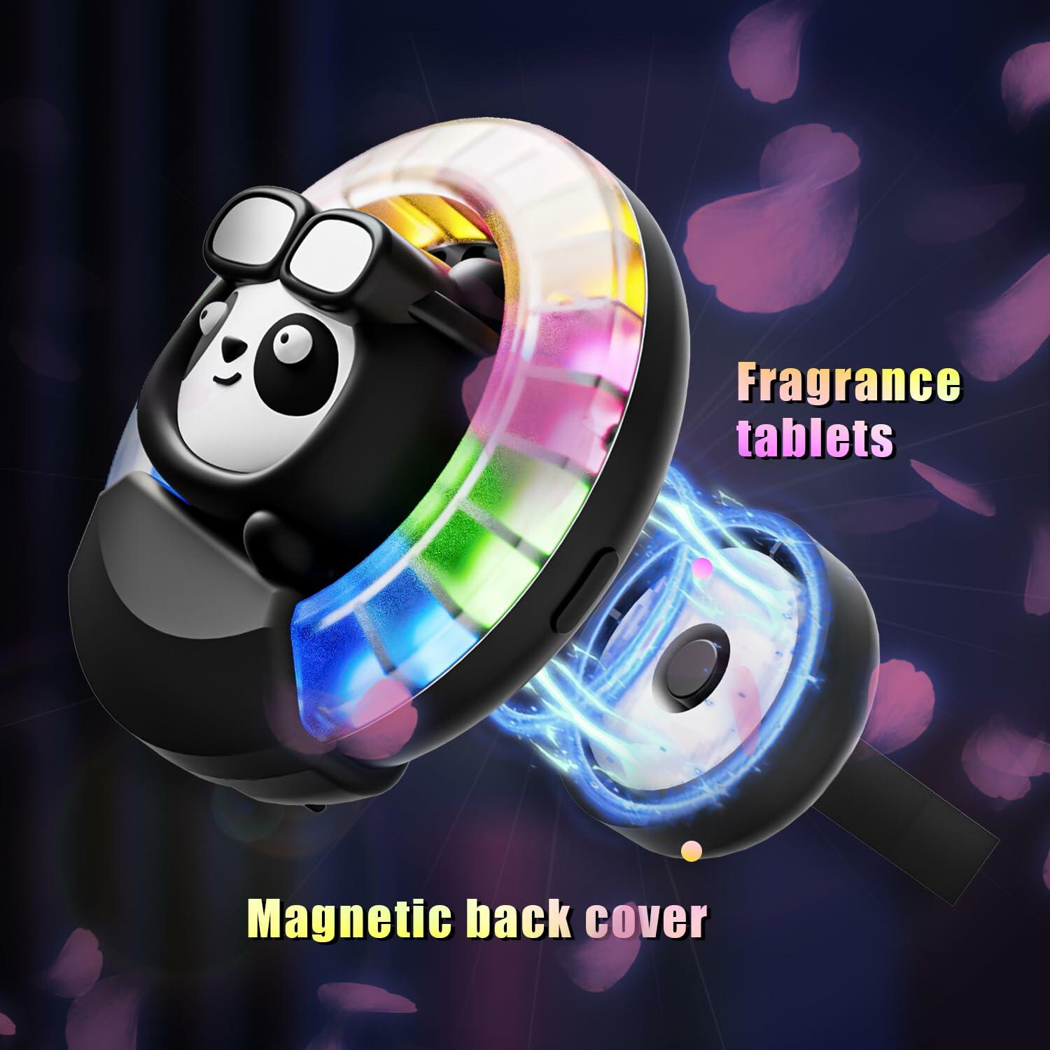 Car Air Fresheners Panda Voice-Activated Rhythm LED Light Blue Automotive