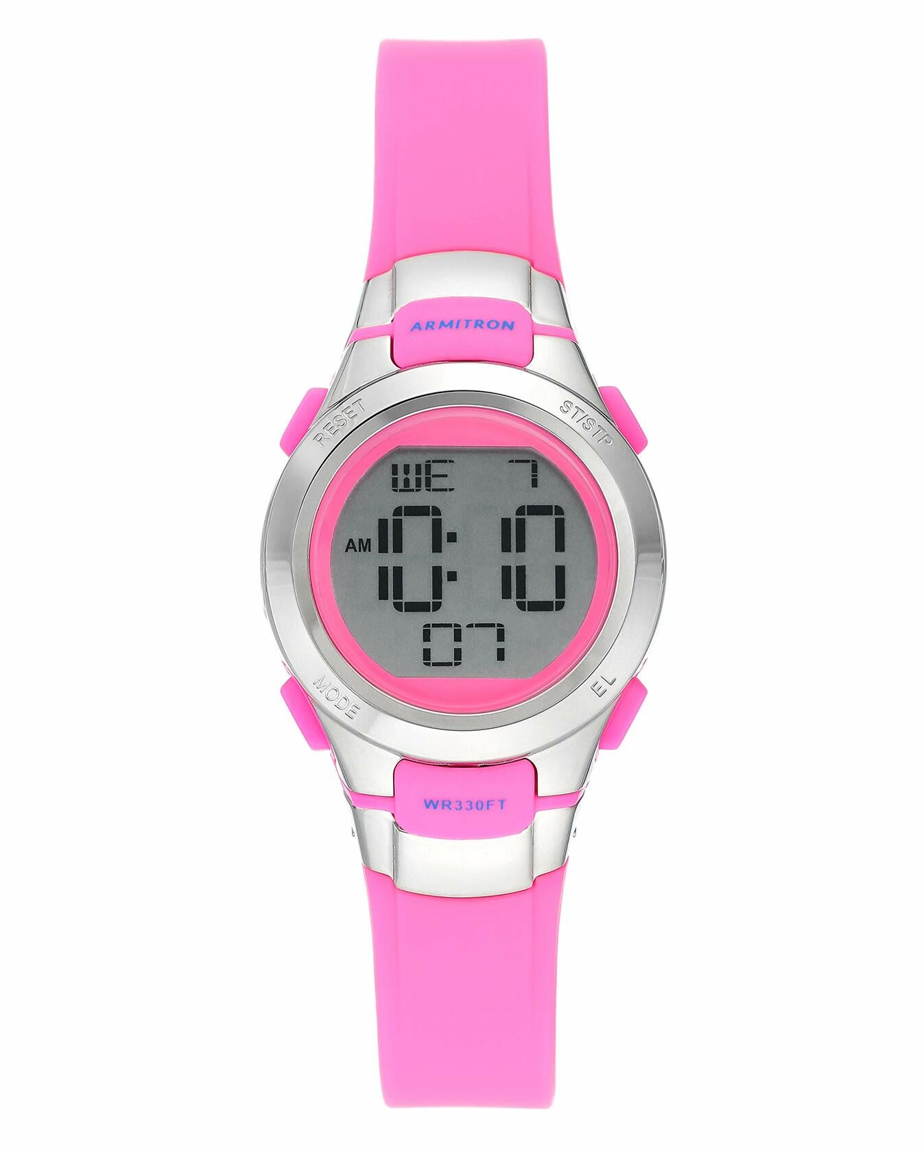 Armitron Sport Womens Digital Chronograph Neon Pink Resin Strap Watch 45/7012NPK