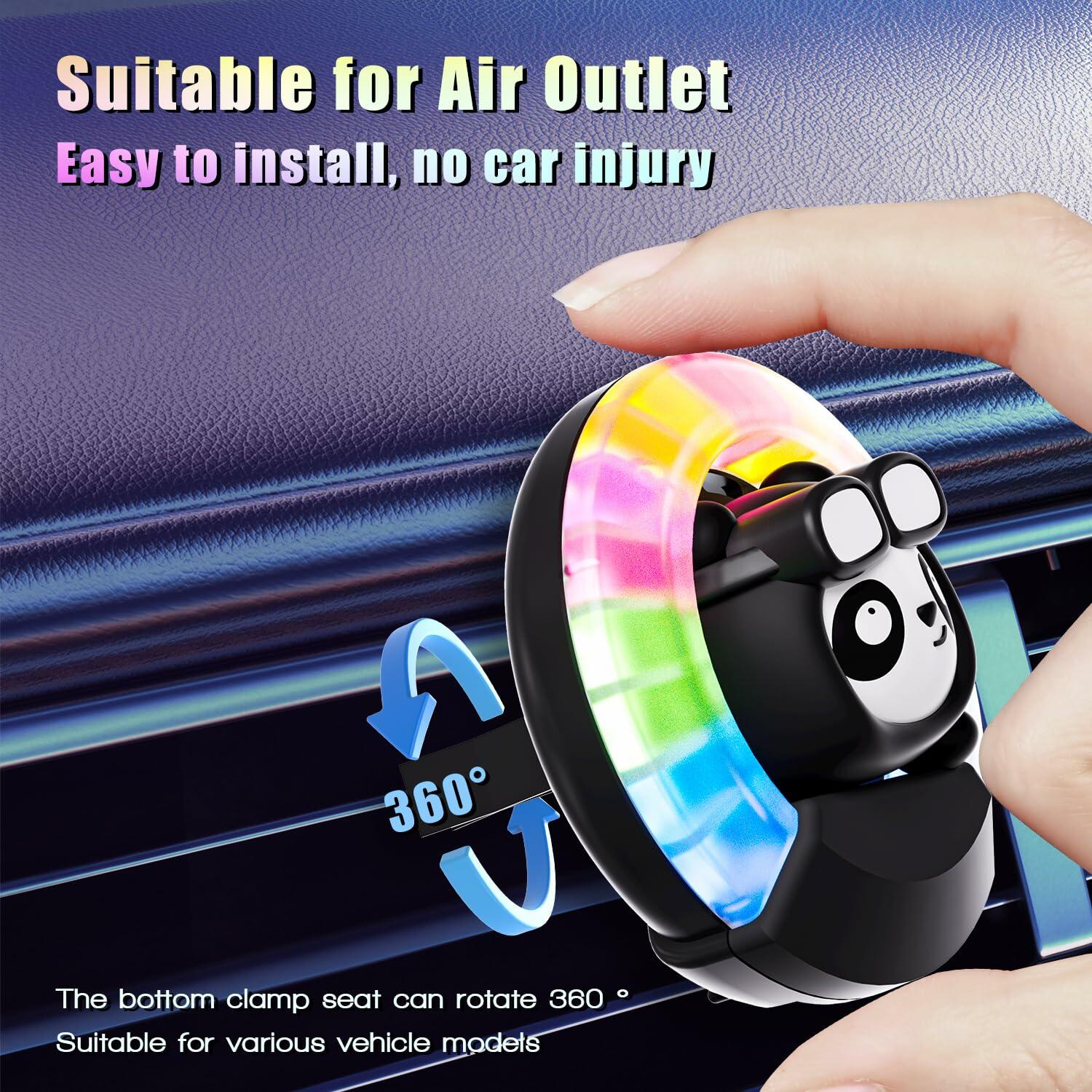 Car Air Fresheners Panda Voice-Activated Rhythm LED Light Blue Automotive