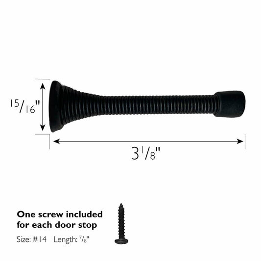 Design House Spring Door Stop Wall Protector Rubber Tip Matte Black 10-Pack