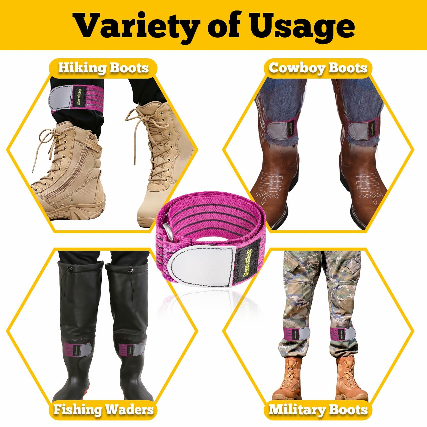 Neracking 2pcs Adjustable Elastic Boot Straps High Visibility Purple