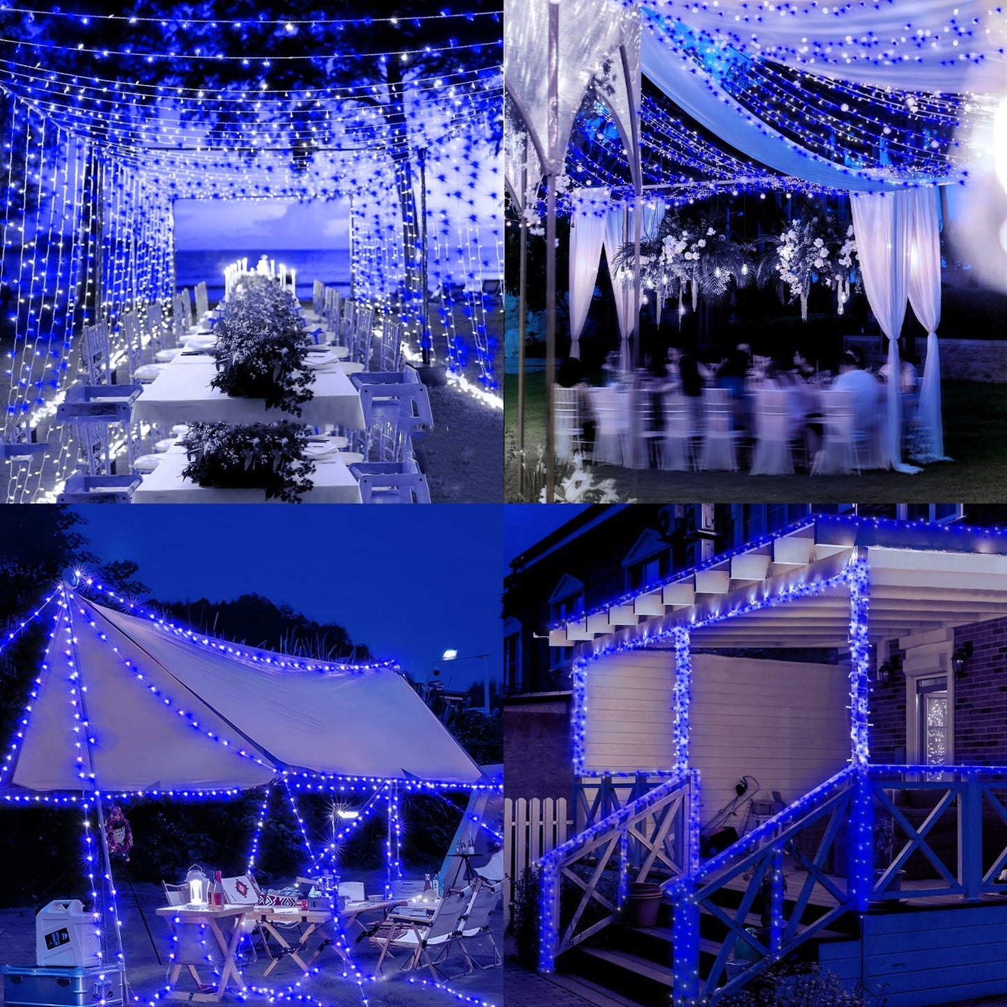 Heceltt 1140 LED 449FT Outdoor String Lights Blue 8 Modes Timer IP44