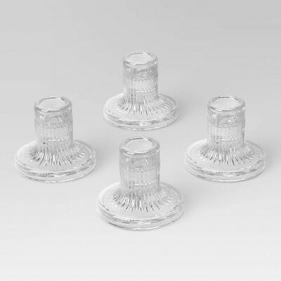 Room Essentials Glass Taper Candle Holder Clear 4pk