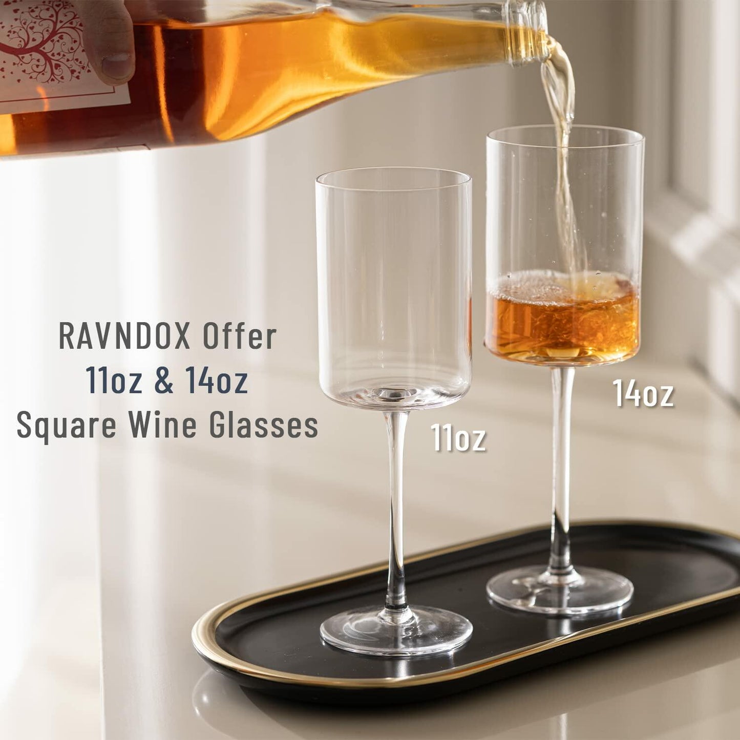[Like New] RAVNDOX Crystal Wine Glasses Set of 4 14oz Long Stem Red White