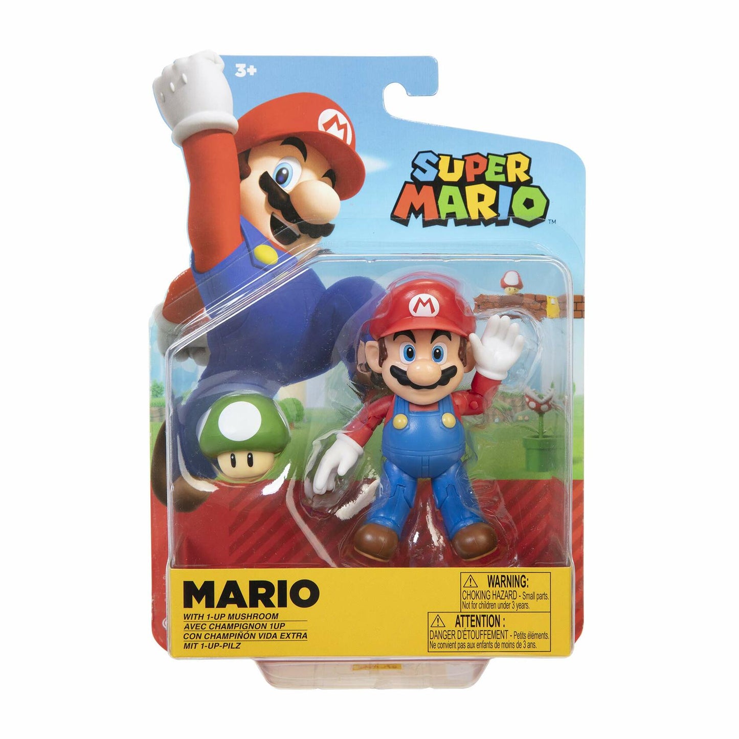 Nintendo Super Mario 4 Inch Action Figure Mario with 1 Up Mushroom