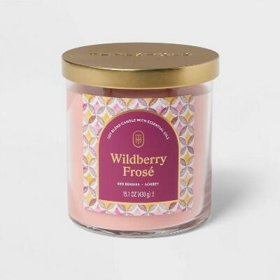 Threshold 2-Wick Glass Jar Candle Wildberry Frosé Scented 15.1oz Pink