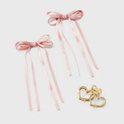 A New Day™ Heart Hair Claw Clip & Bow Set Pink Gold 3pc Casual