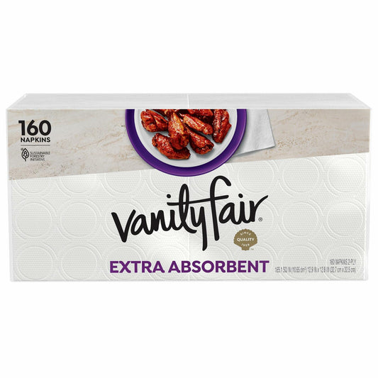 Vanity Fair Premium Paper Napkins Extra Absorbent White 160 Count
