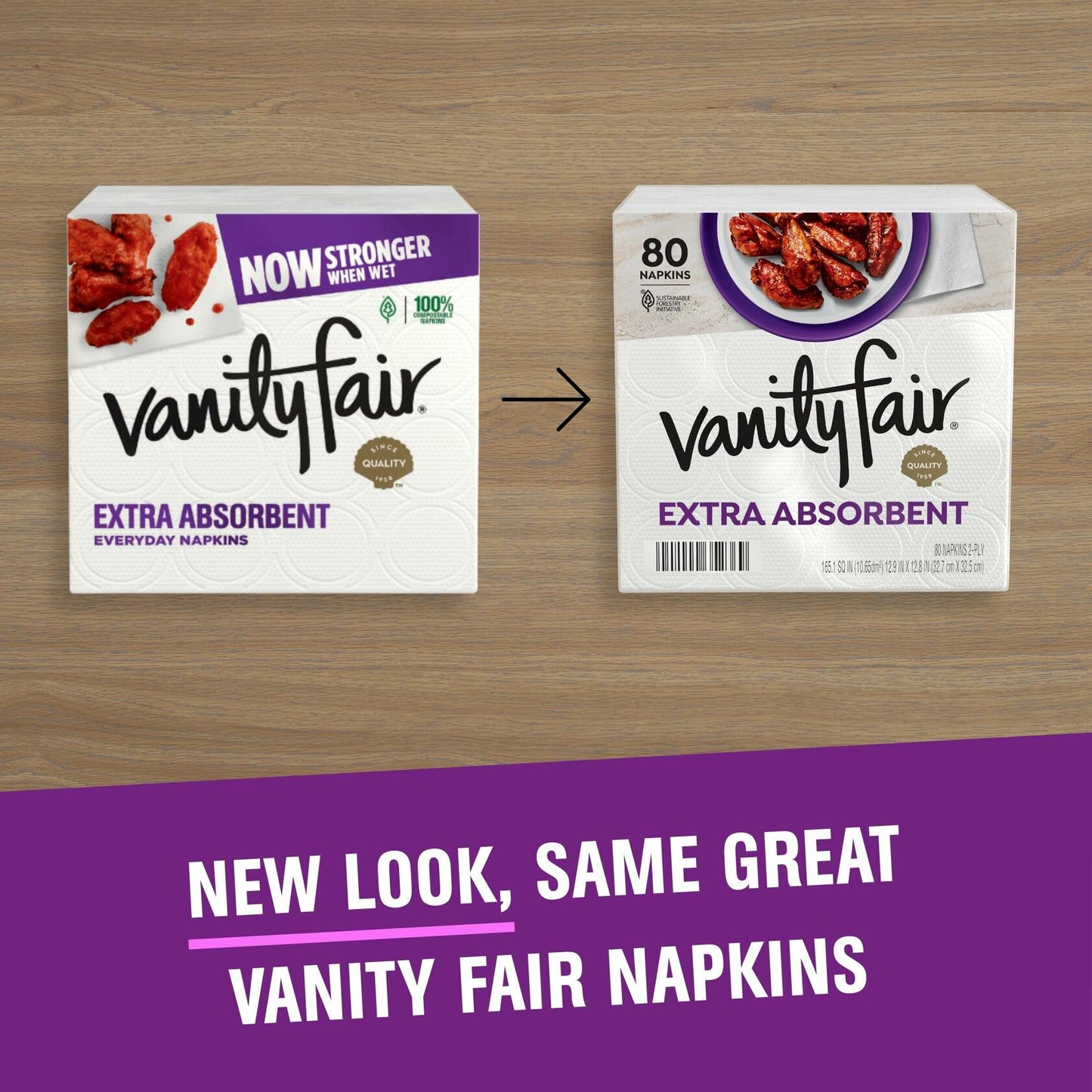 Vanity Fair Premium Paper Napkins Extra Absorbent White 160 Count