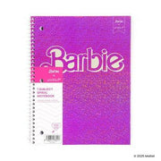 Yoobi Barbie 1 Subject Wide Ruled Notebook 8x10.5 Hot Pink Logo