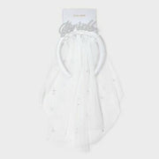 Bride Headband with Veil White Wedding Bridal Hair Accessory