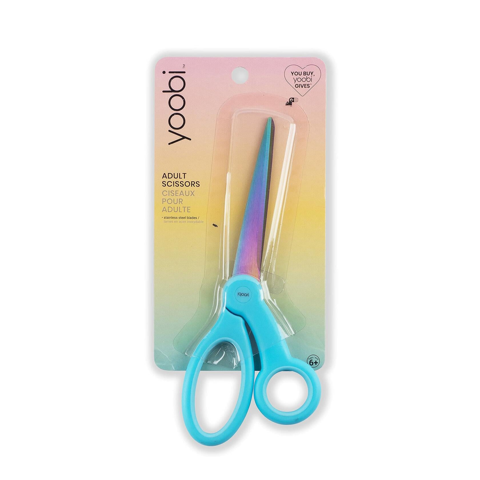 Yoobi 8" Comfort Grip Stainless Steel Scissors Light Blue Handle