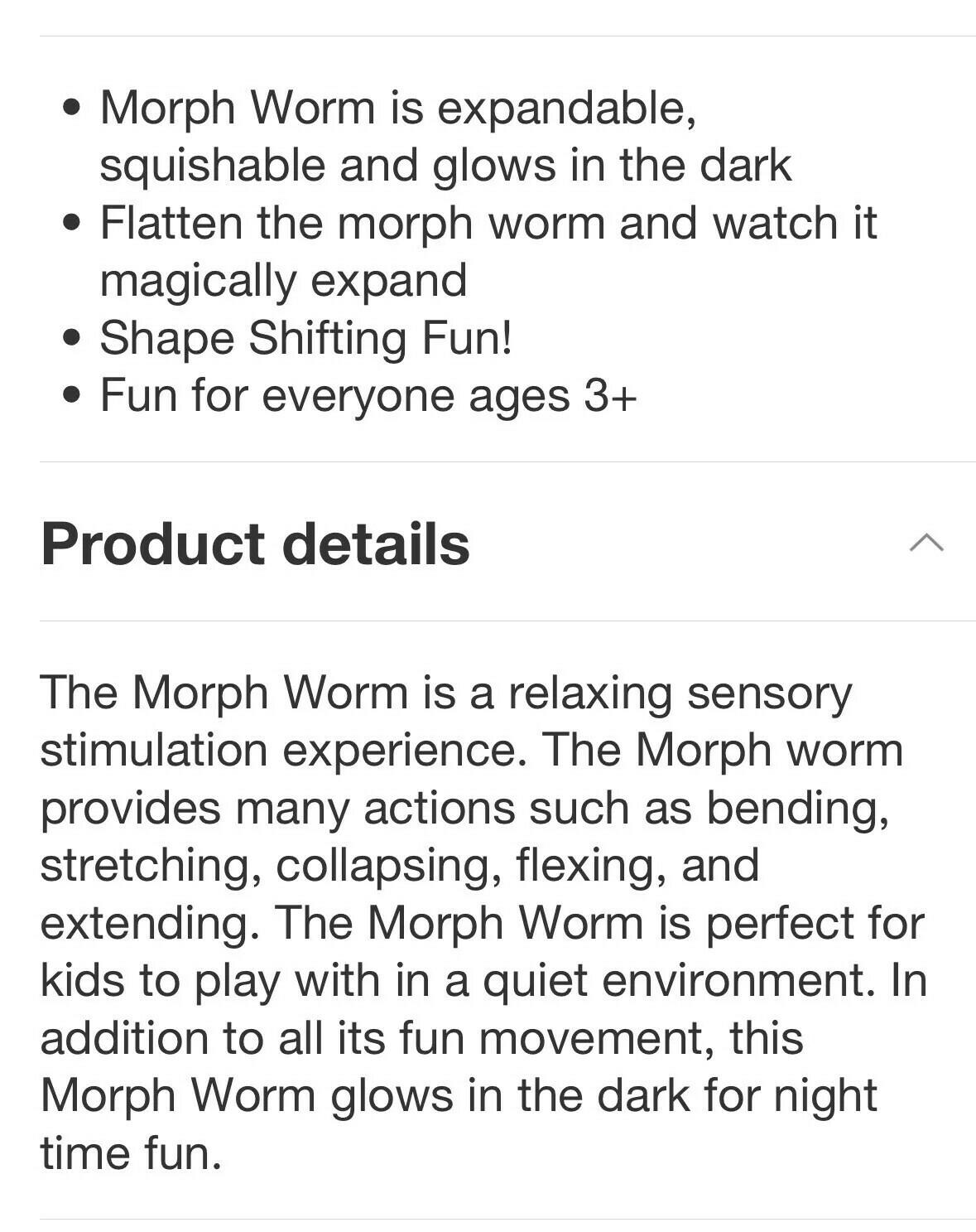 Big Time Toys Morph Worm Glow In The Dark Fidget Toy Green Plastic 3+