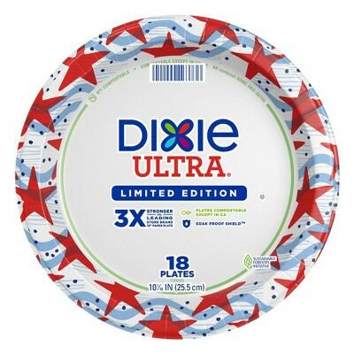 Dixie Ultra 10" Americana Paper Plates 18 Count Disposable Dinnerware