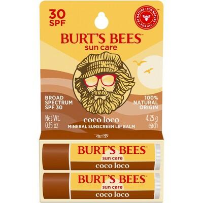 BestBy01/27 Burt's Bees Lip Balm SPF30 Coco Loco 2pk Blister Pack