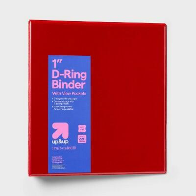 Up&up 1" Red 3 Ring Binder D Rings 220 Sheet Capacity Polypropylene