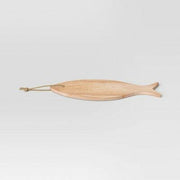 Threshold Coastal 6.5" Wooden Fish Shape Serving Board with Rope Tan