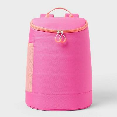 Sun Squad Backpack Cooler 20.7qt Pink 15 Cans Recycled Polyester Zip Closure