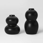 Room Essentials 2pk Bud Vase Black Decorative Glass Vase Set