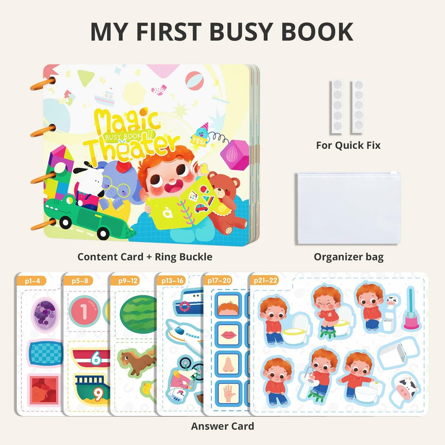 Almond Island Preschool Busy Book Montessori Learning Activity Sticker Book