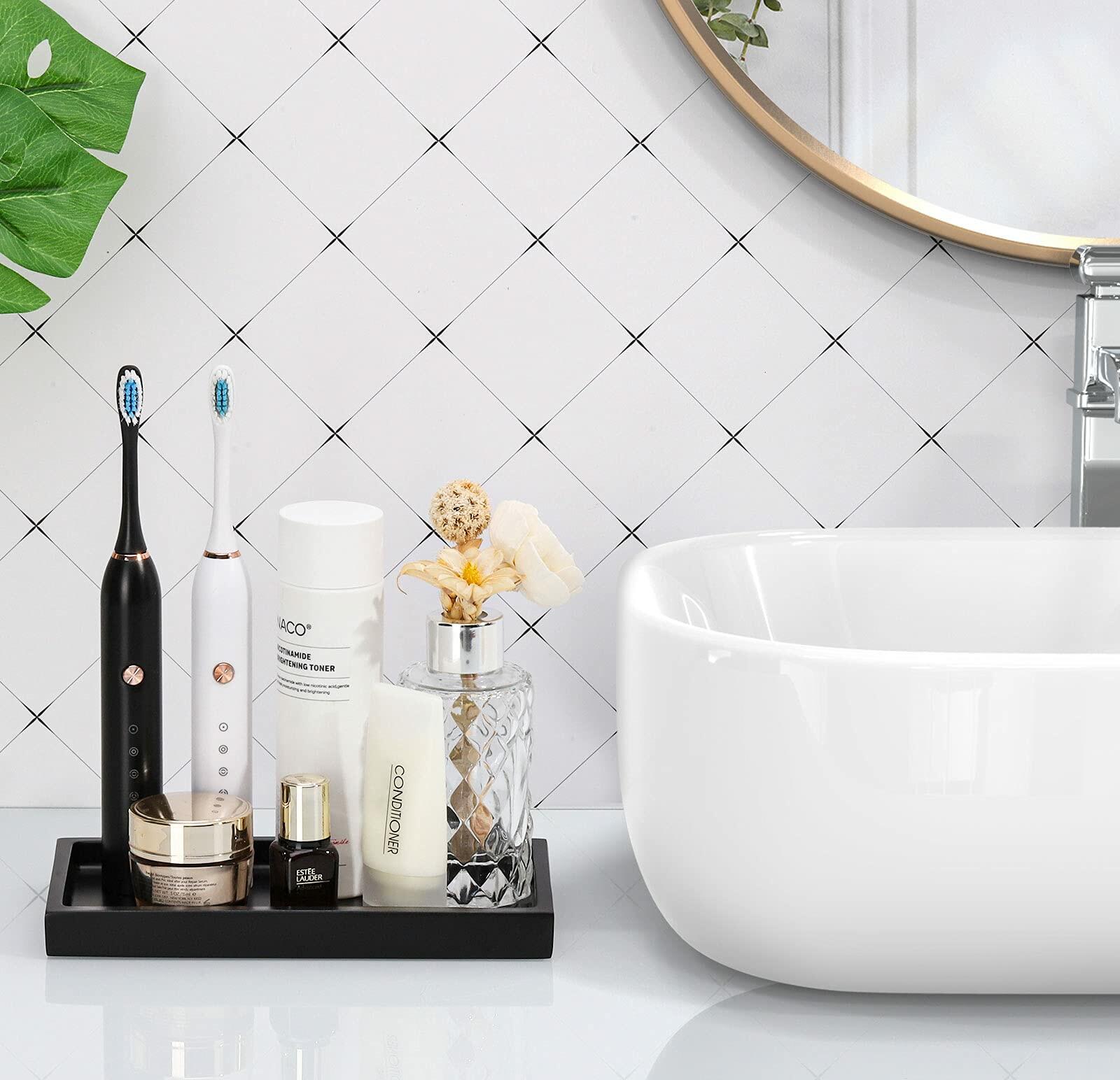 Luxspire Bathroom Vanity Tray Resin Organizer 8x4in Matte Black Mini