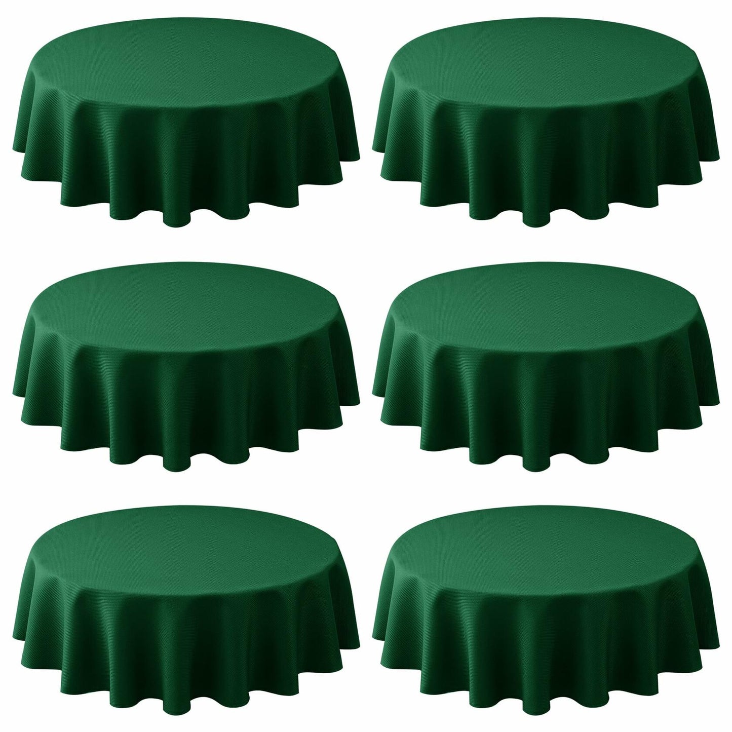 Biscaynebay 6 Pack 60" Hunter Green Textured Round Tablecloths Water Resistant