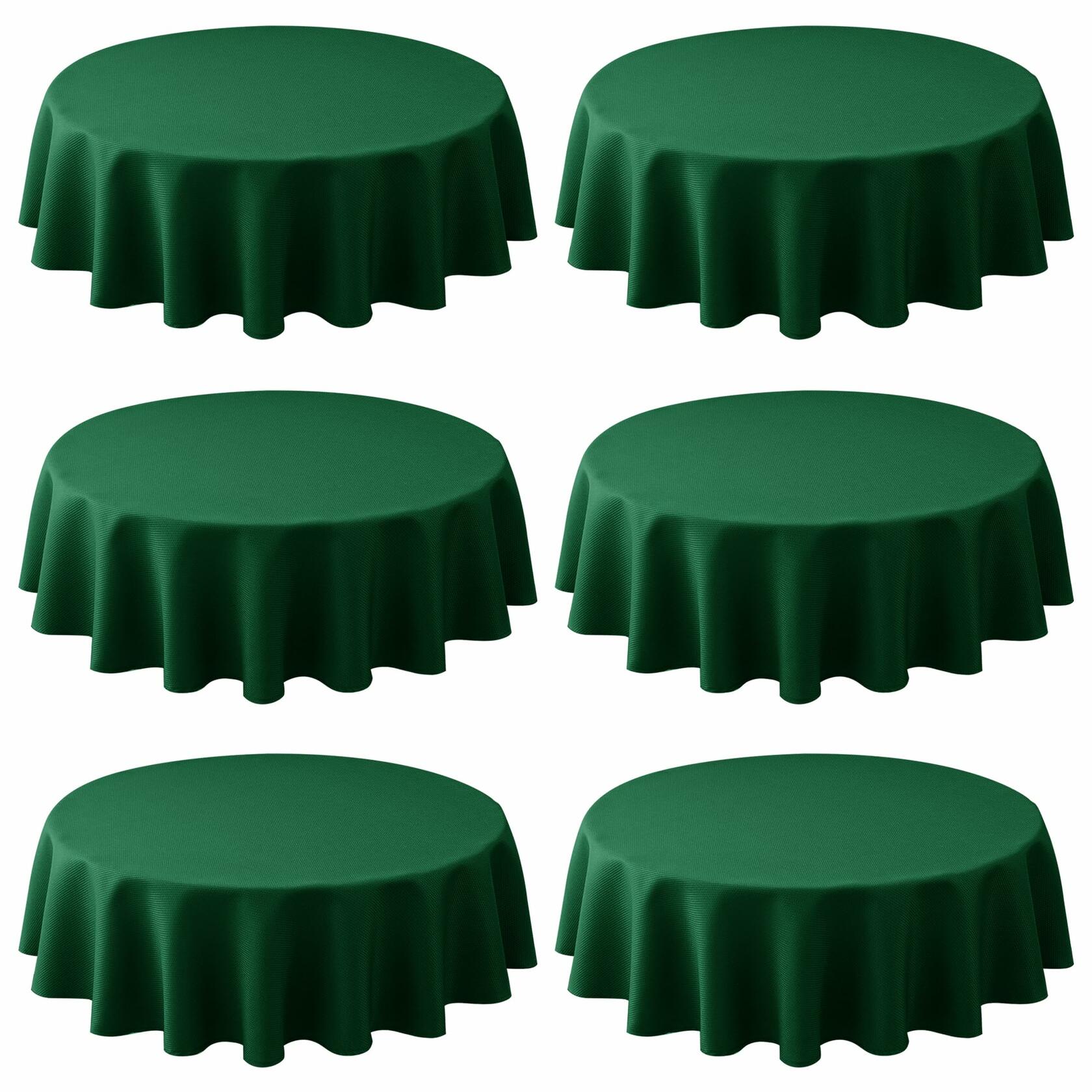 Biscaynebay 6 Pack 60" Hunter Green Textured Round Tablecloths Water Resistant